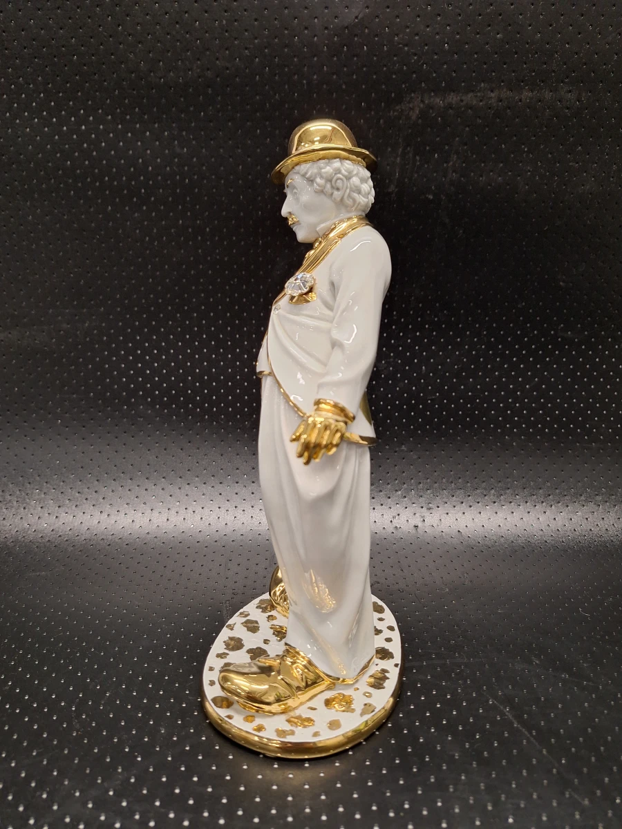 Porseleinen beeldje van Charlie Chaplin door Collezione R.G. - Limoges en Swarovski - foto 3