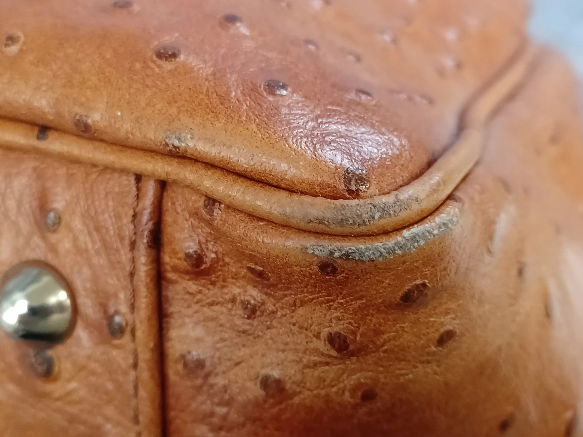 Stijlvolle lederen handtas met struisvogelprint – BELLI - foto 12