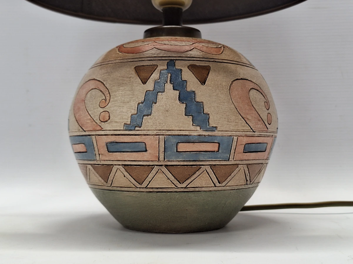 Sfeervolle vintage keramische tafellamp - geometrisch reliëfdecor AL-28 BC - foto 5