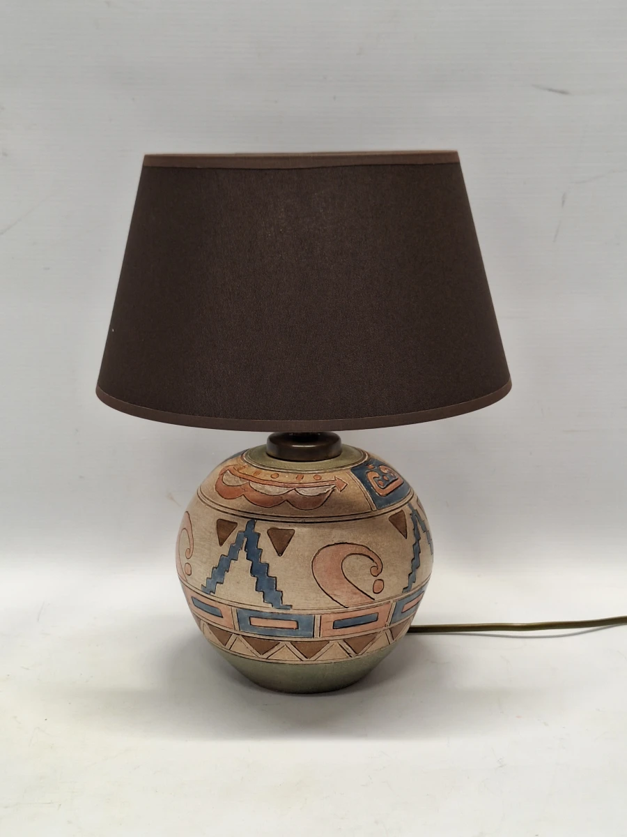 Sfeervolle vintage keramische tafellamp - geometrisch reliëfdecor AL-28 BC - foto 4