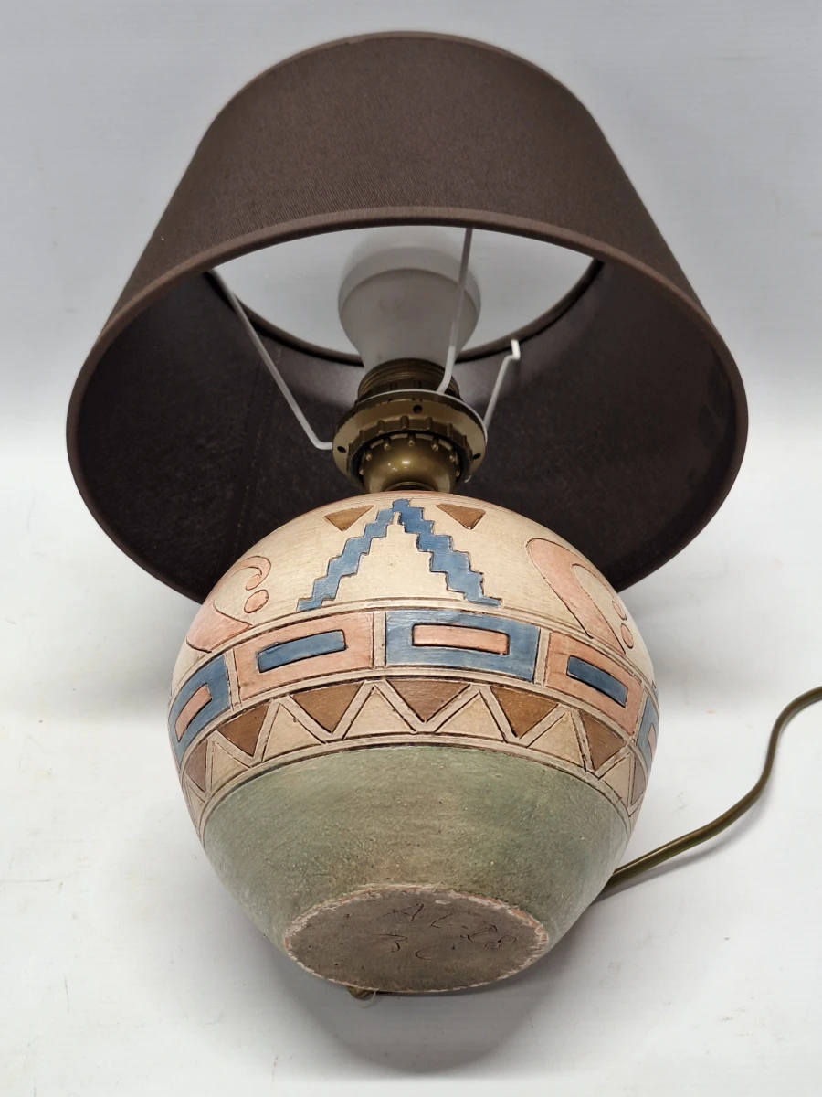 Sfeervolle vintage keramische tafellamp - geometrisch reliëfdecor AL-28 BC - foto 9