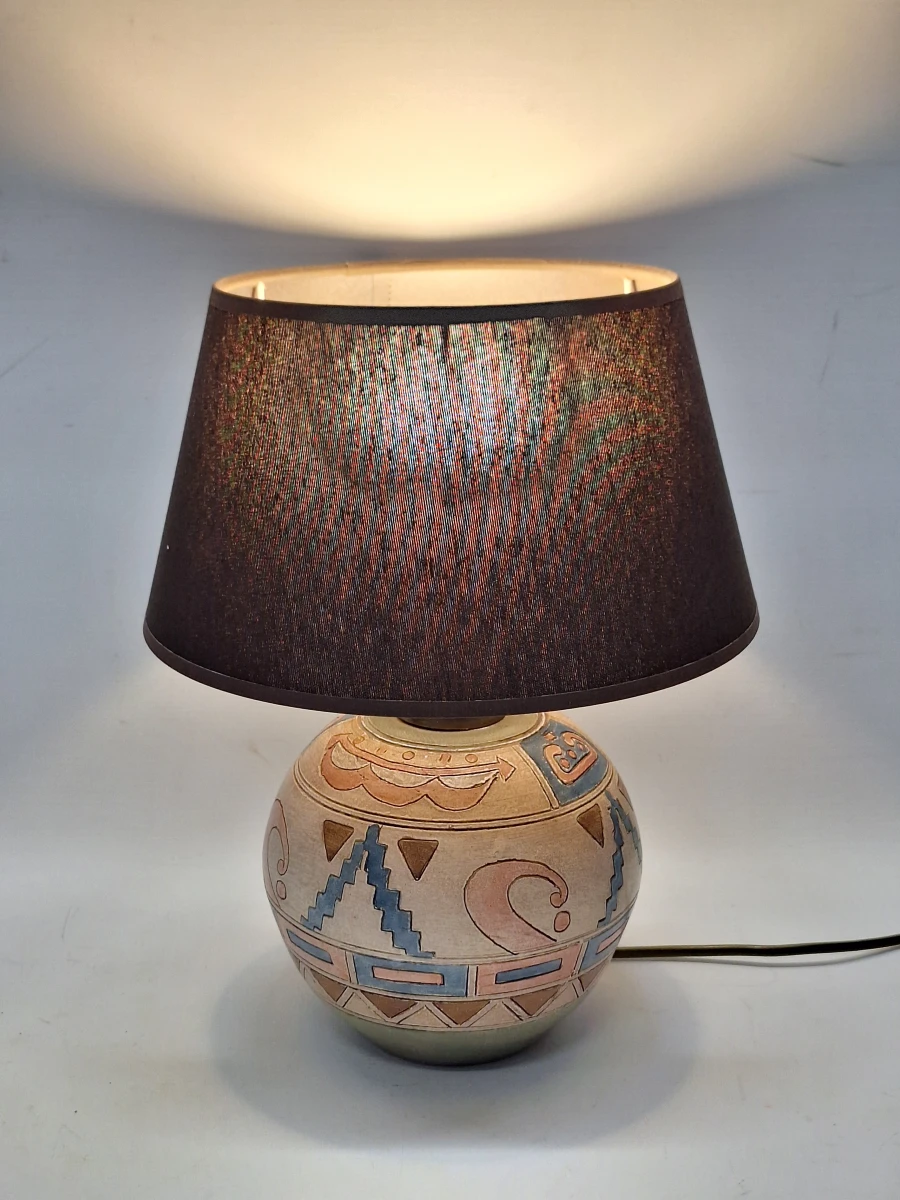 Sfeervolle vintage keramische tafellamp - geometrisch reliëfdecor AL-28 BC - foto 2