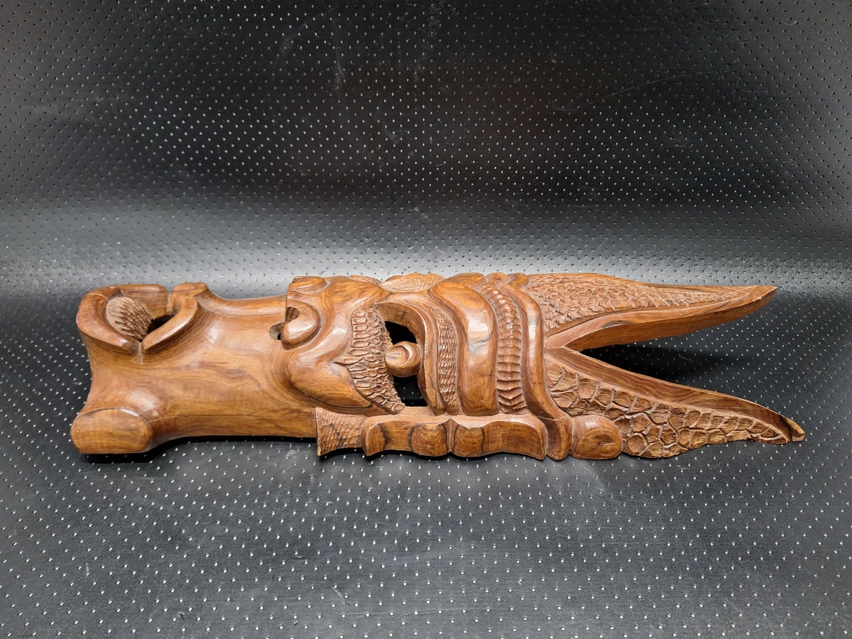 Set van 3 decoratieve tribale maskers in hout en terracotta - foto 11