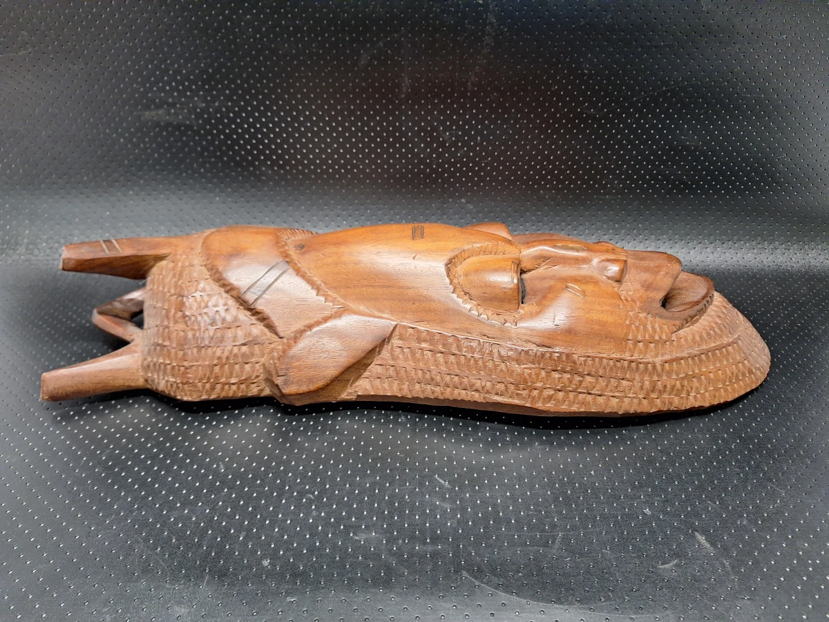 Set van 3 decoratieve tribale maskers in hout en terracotta - foto 5