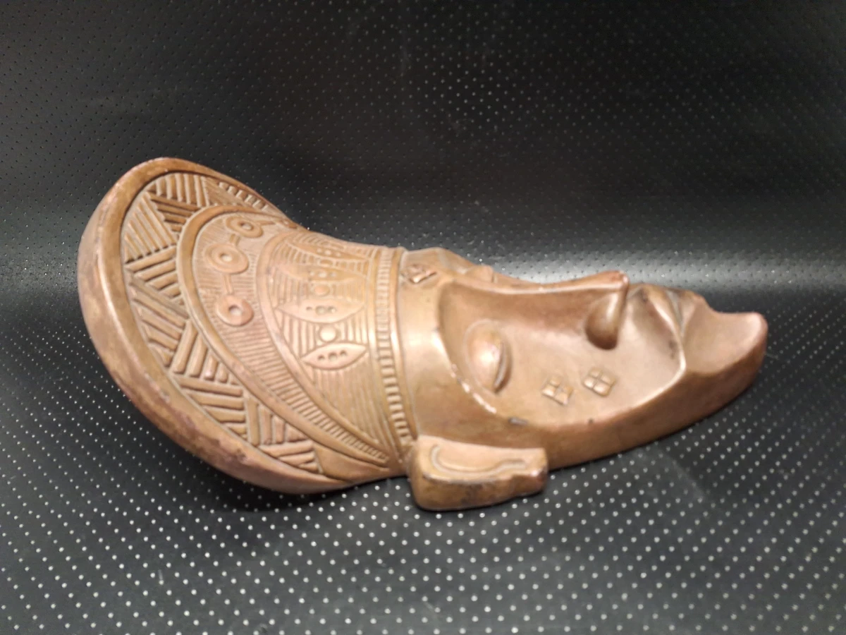 Set van 3 decoratieve tribale maskers in hout en terracotta - foto 17