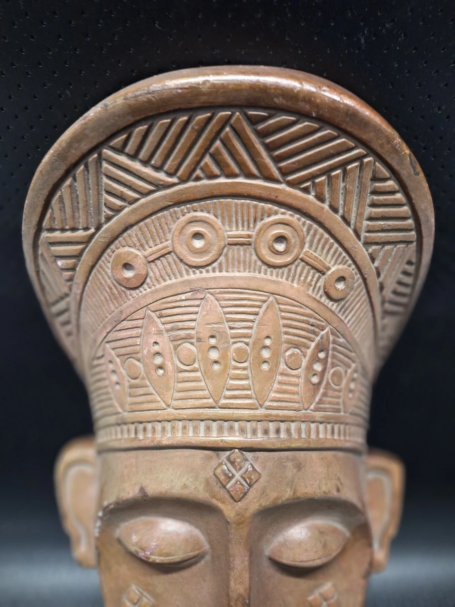 Set van 3 decoratieve tribale maskers in hout en terracotta - foto 14