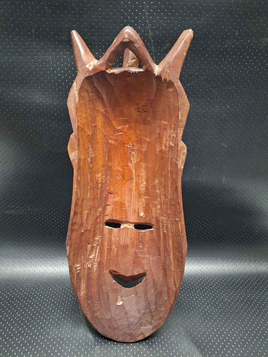 Set van 3 decoratieve tribale maskers in hout en terracotta - foto 6