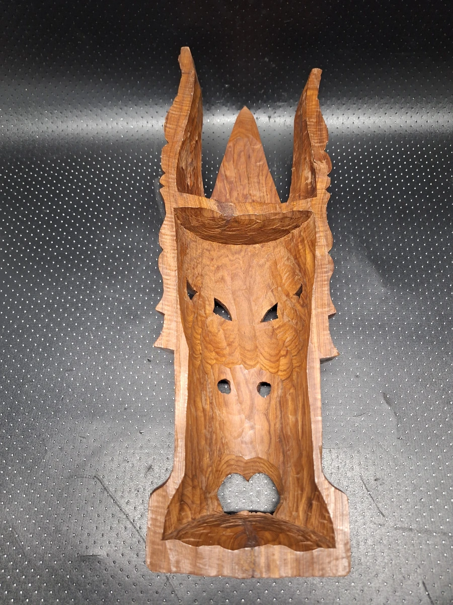 Set van 3 decoratieve tribale maskers in hout en terracotta - foto 10