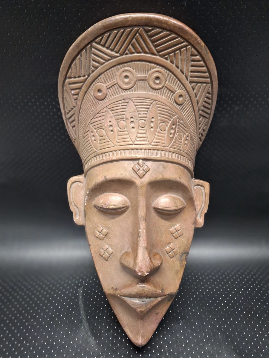Set van 3 decoratieve tribale maskers in hout en terracotta - foto 12