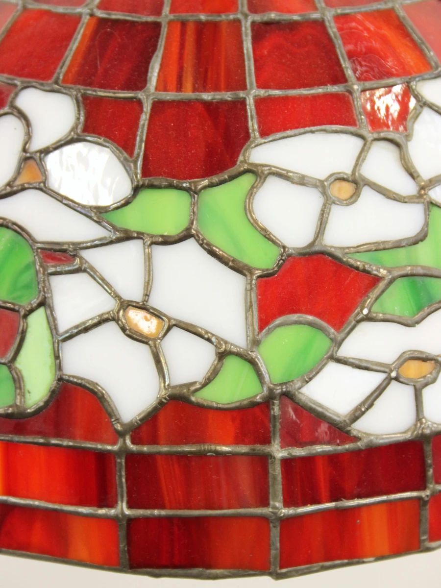 Tiffany stijl hanglamp met rood en wit bloemmotief - foto 3