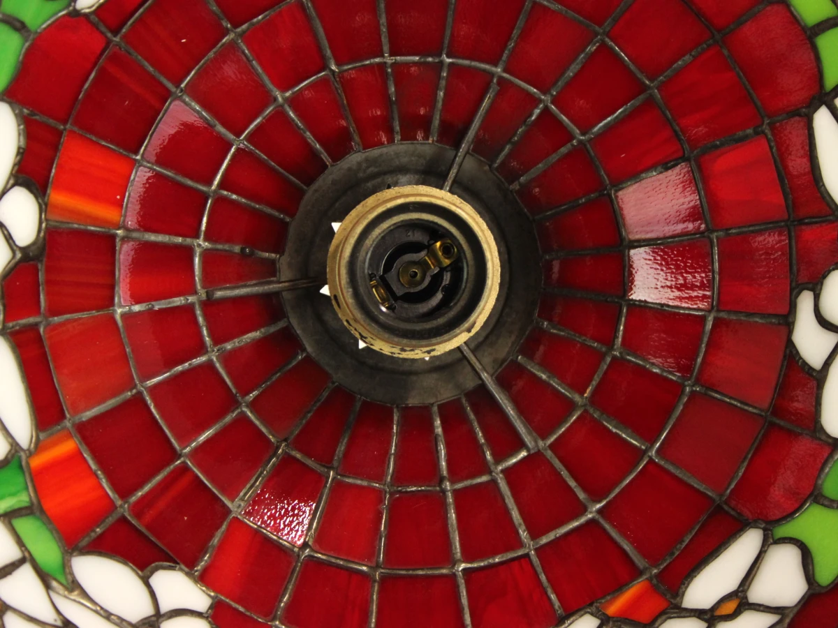 Tiffany stijl hanglamp met rood en wit bloemmotief - foto 4