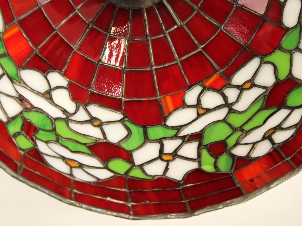 Tiffany stijl hanglamp met rood en wit bloemmotief - foto 5