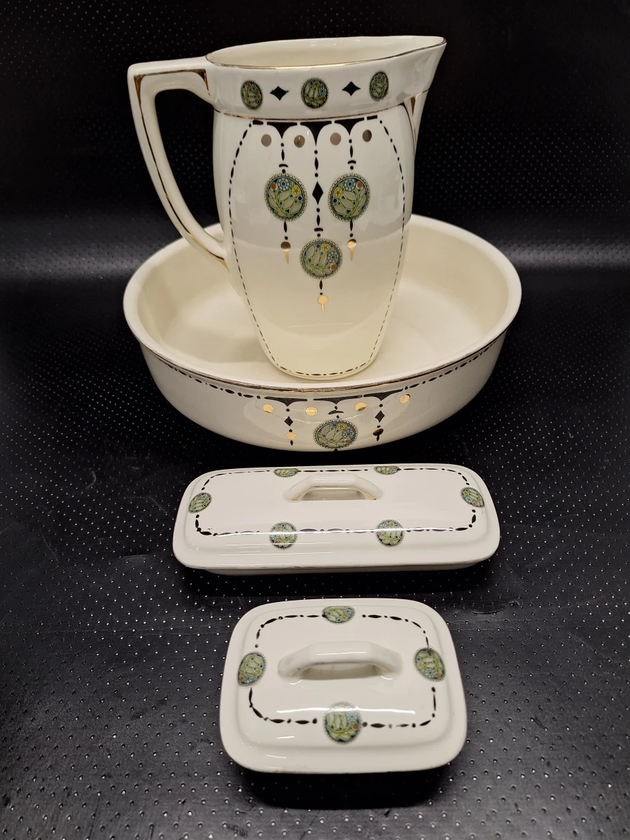 Boch La Louvière lampetset met Art-Deco decoratie - foto 2