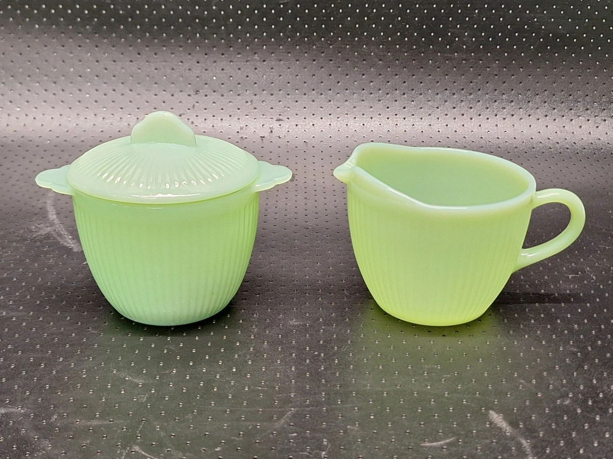 15-delig Vintage Fire-King Jadeite koffieservies - Anchor Hocking USA - groen melkglas - foto 6