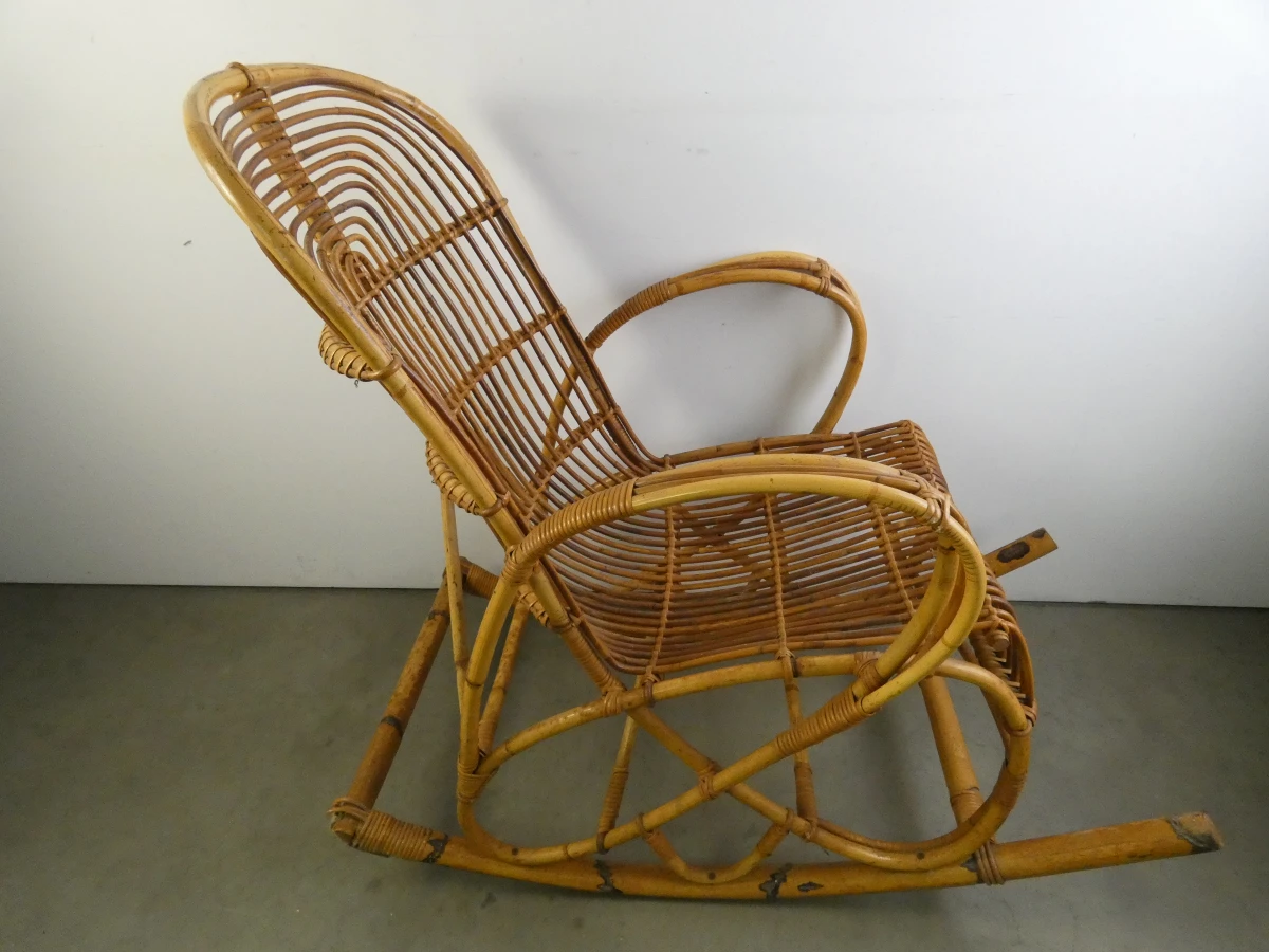Rotan schommelstoel vintage - foto 3