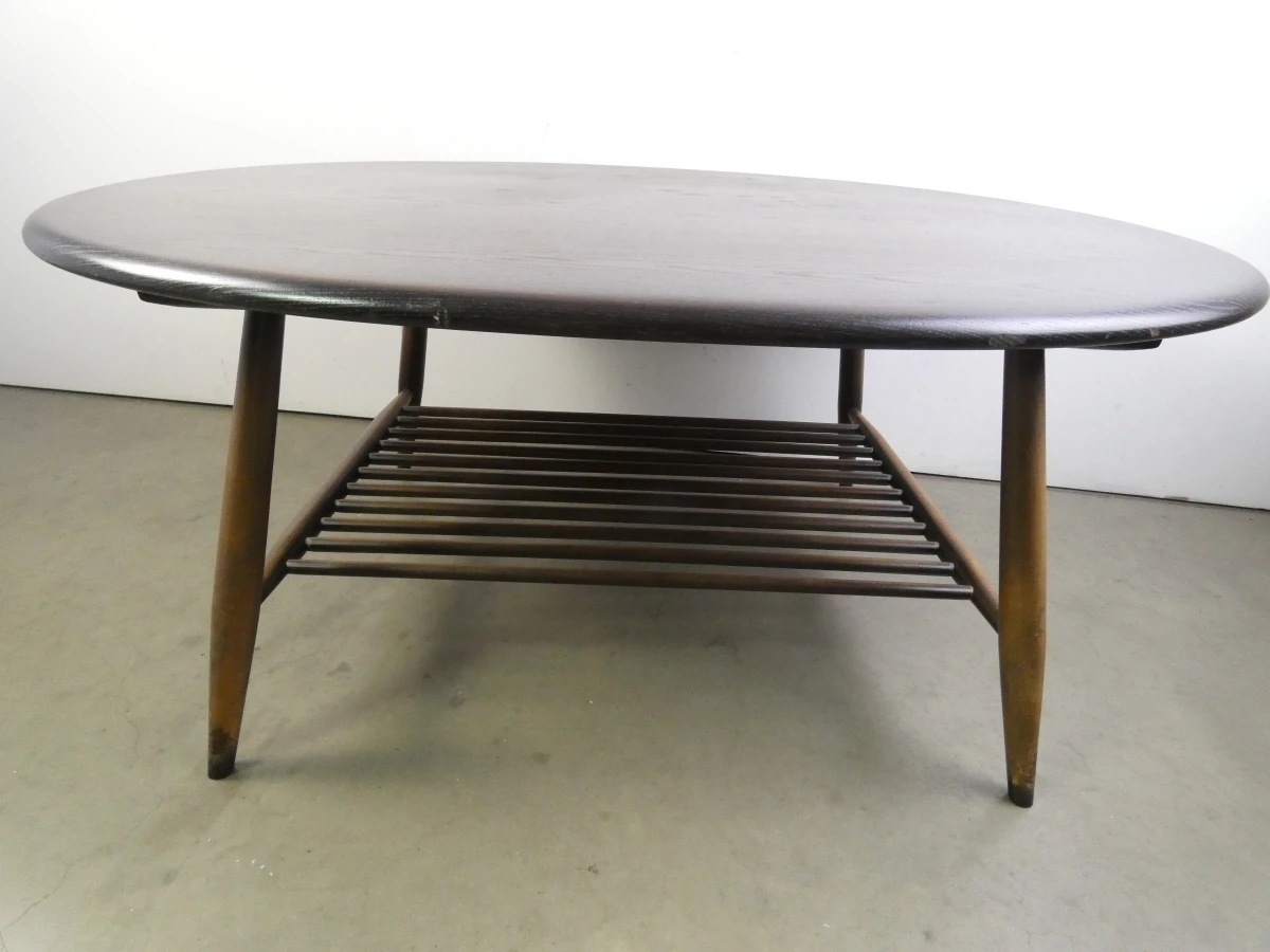 Ovale houten salontafel met rekje - foto 3