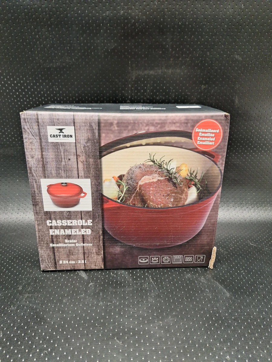 Geëmailleerde gietijzeren braadpan 24 cm in rood van Cast Iron / Imperial Kitchen - foto 3