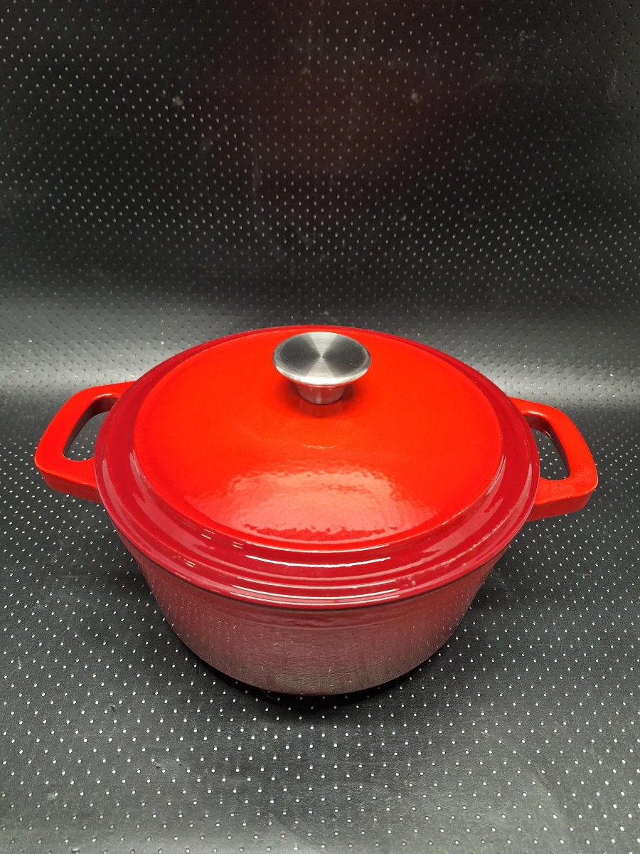 Geëmailleerde gietijzeren braadpan 24 cm in rood van Cast Iron / Imperial Kitchen - foto 6
