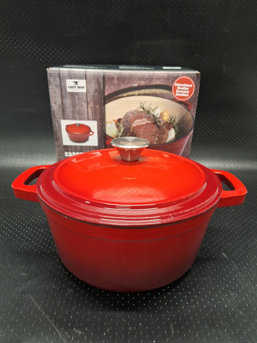 Geëmailleerde gietijzeren braadpan 24 cm in rood van Cast Iron / Imperial Kitchen - foto 2