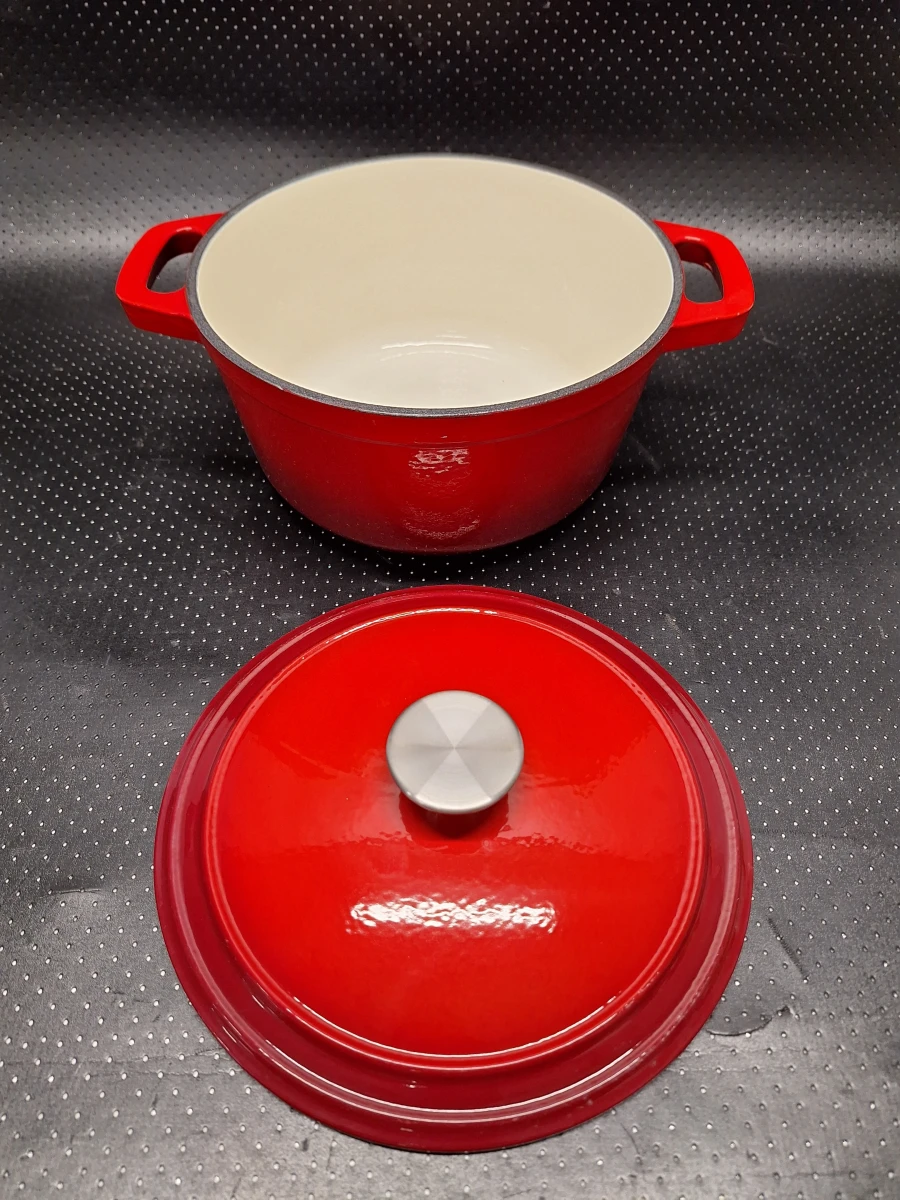 Geëmailleerde gietijzeren braadpan 24 cm in rood van Cast Iron / Imperial Kitchen - foto 7