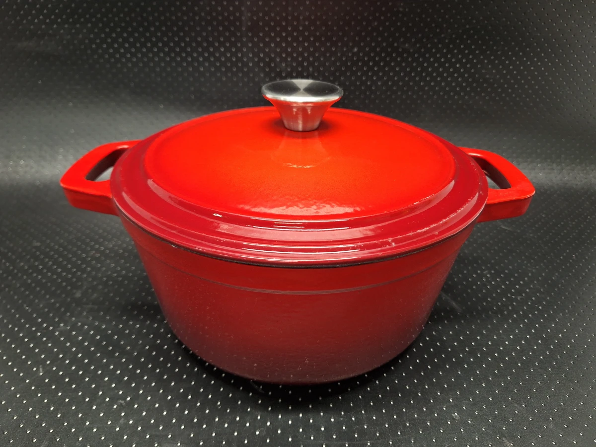Geëmailleerde gietijzeren braadpan 24 cm in rood van Cast Iron / Imperial Kitchen - foto 5