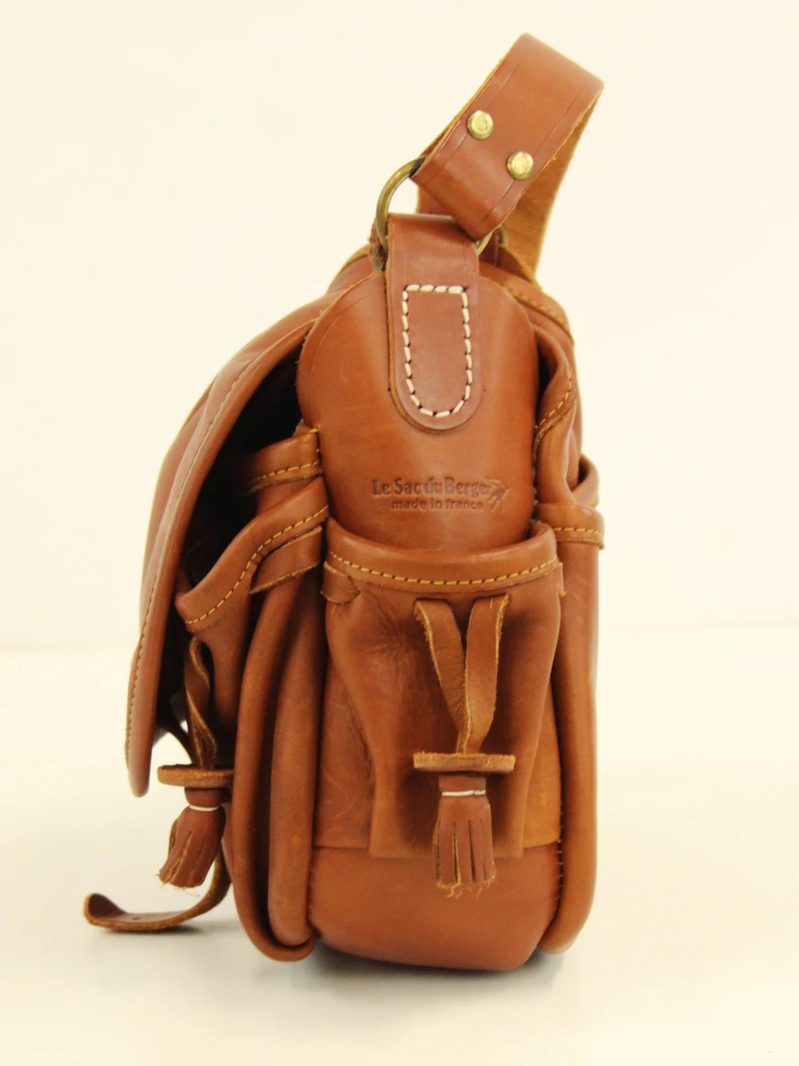Le Sac du Berger made in France lederen crossbody in cognackleur - foto 5