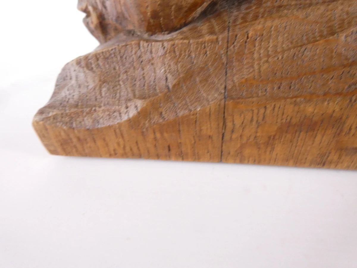 Gesigneerd Zeemeerminbeeld op een vis van hout - foto 13