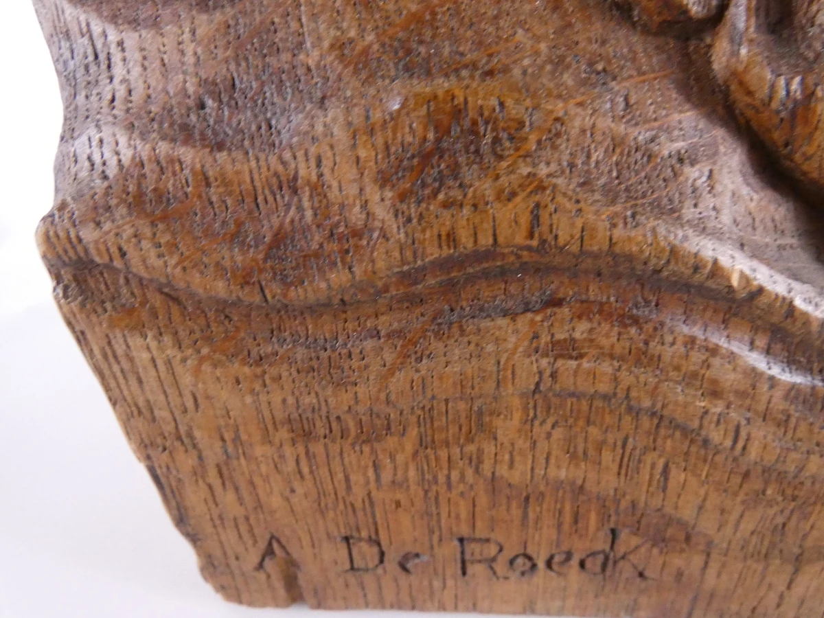 Gesigneerd Zeemeerminbeeld op een vis van hout - foto 16