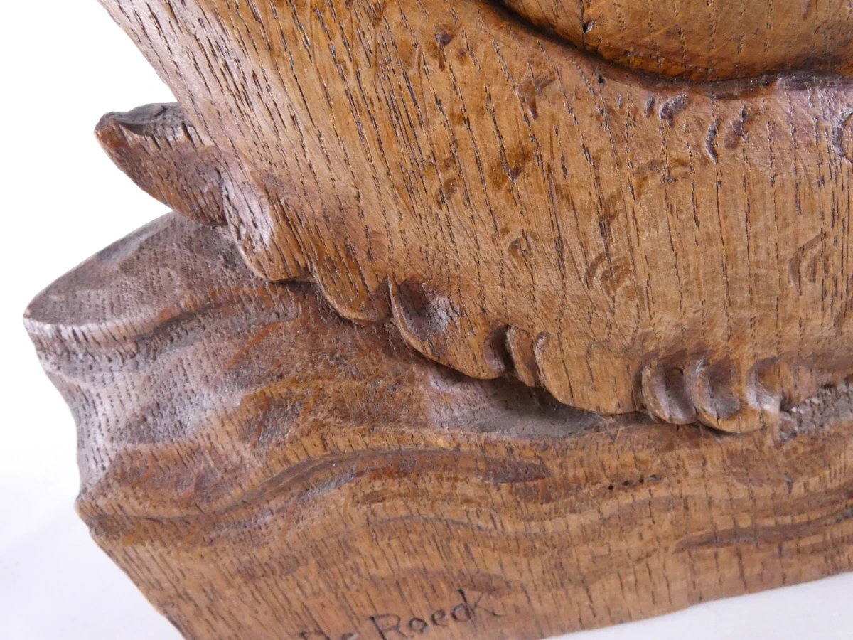 Gesigneerd Zeemeerminbeeld op een vis van hout - foto 18