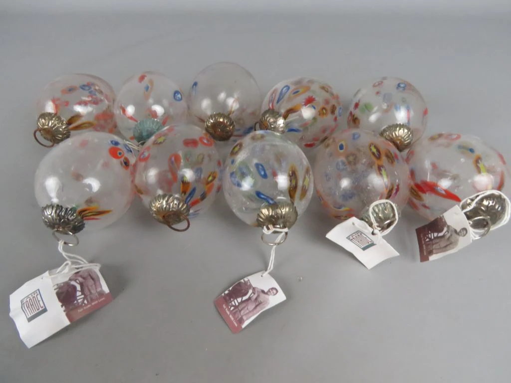 Set van 10 kleurrijke glazen kerstballen fair trade - foto 3