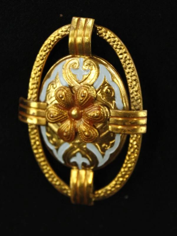 Set van 5 vintage broches met camee en parelmotief - foto 5