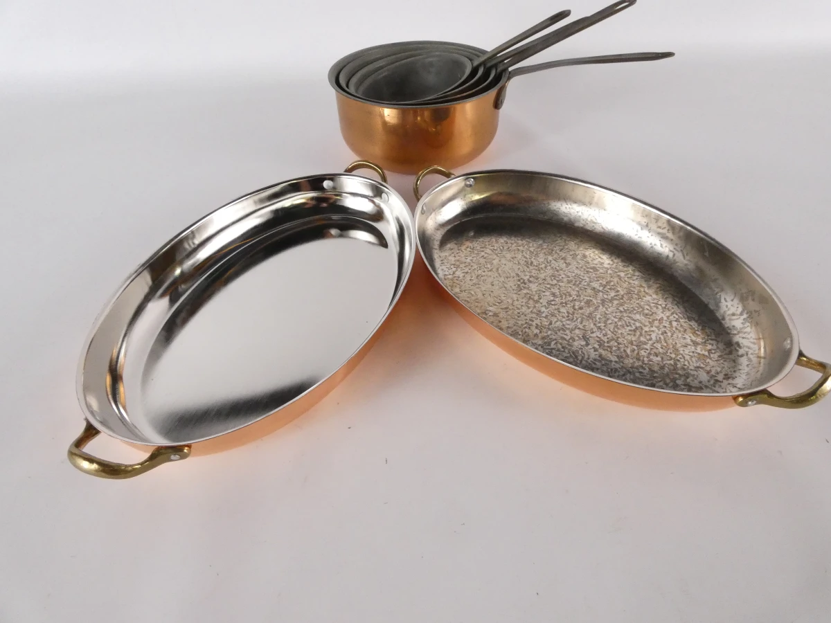 Set koperen pannetjes en ovenschalen(6 stuks) - foto 2