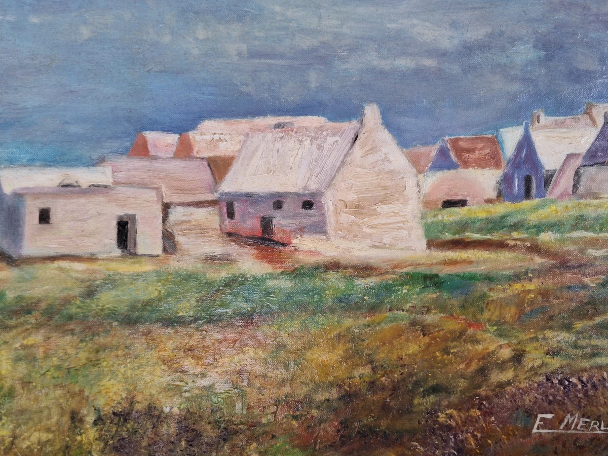 ‘Bretons dorp’ - E. Merlon - olieverfschilderij naar Odilon Redon - foto 5