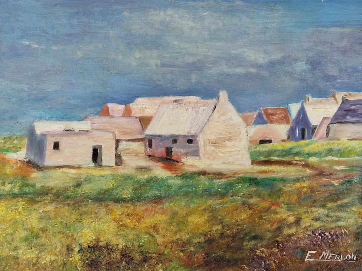 ‘Bretons dorp’ - E. Merlon - olieverfschilderij naar Odilon Redon - foto 4