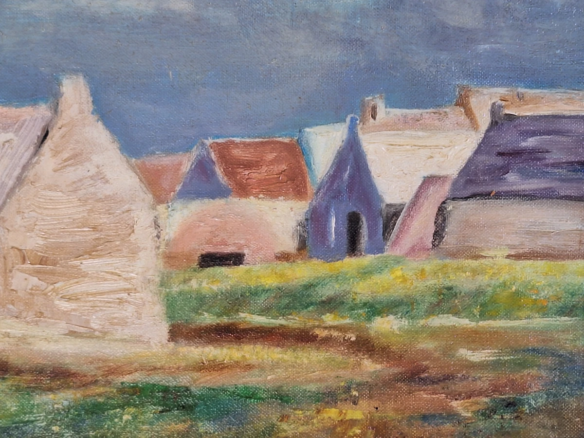 ‘Bretons dorp’ - E. Merlon - olieverfschilderij naar Odilon Redon - foto 7
