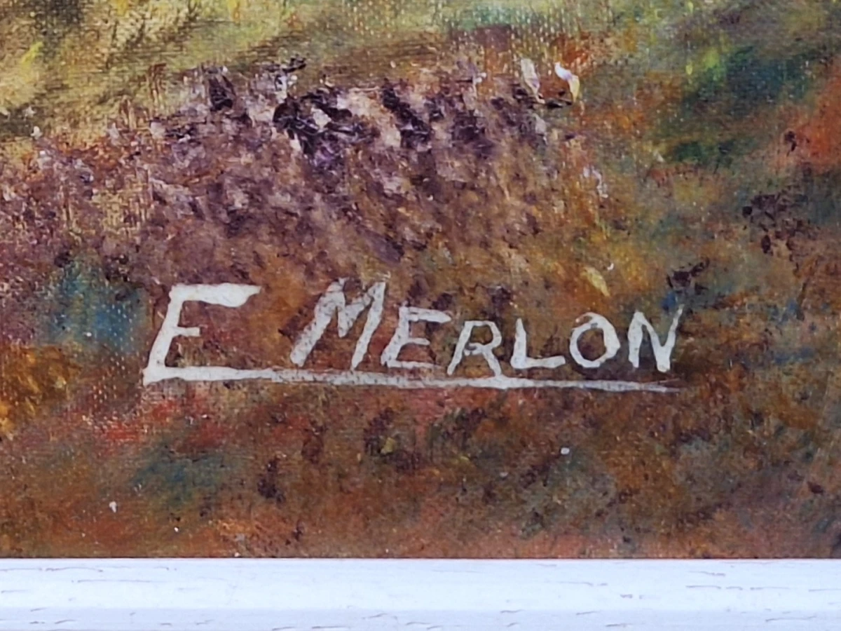 ‘Bretons dorp’ - E. Merlon - olieverfschilderij naar Odilon Redon - foto 3