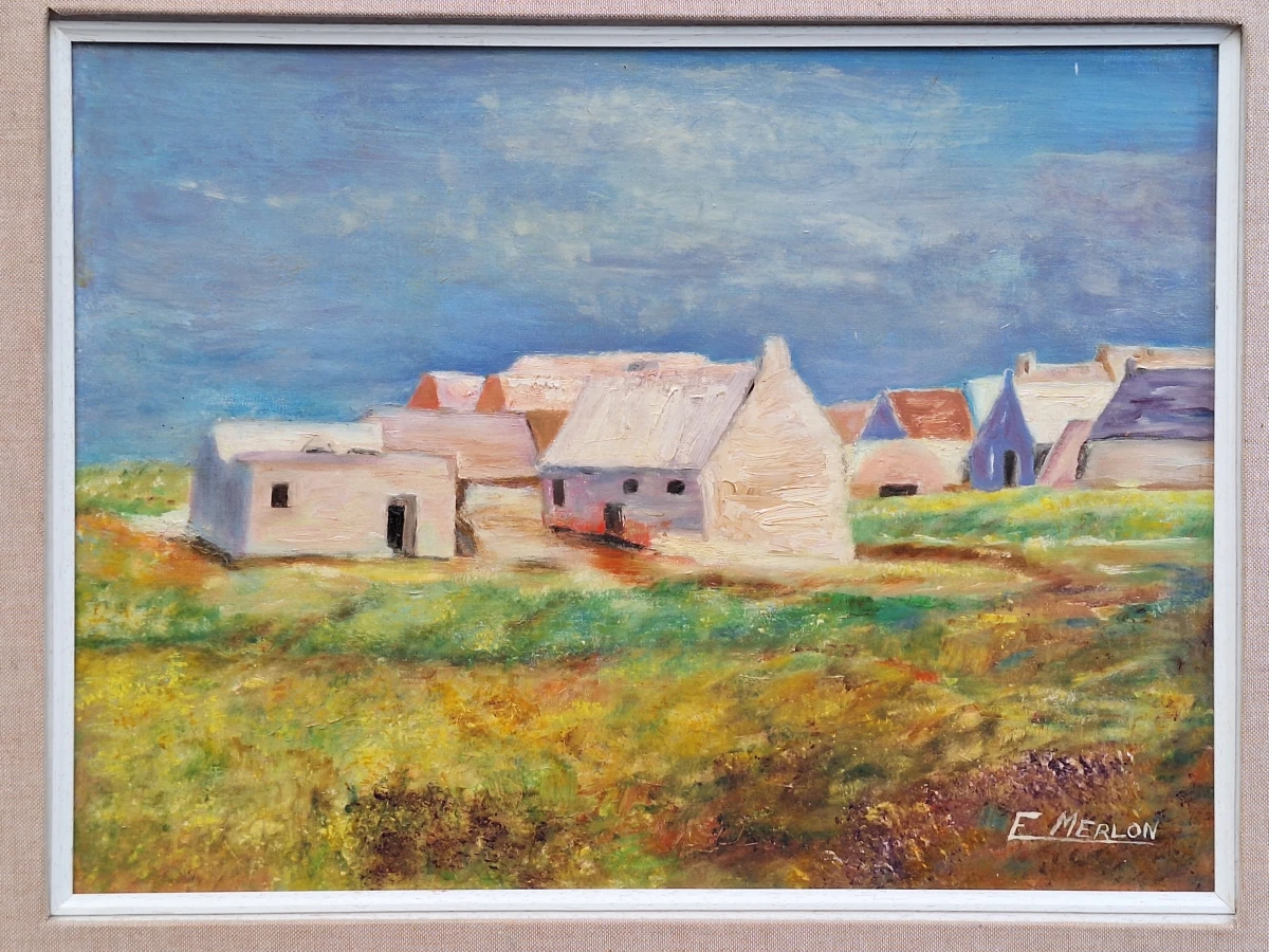 ‘Bretons dorp’ - E. Merlon - olieverfschilderij naar Odilon Redon - foto 2