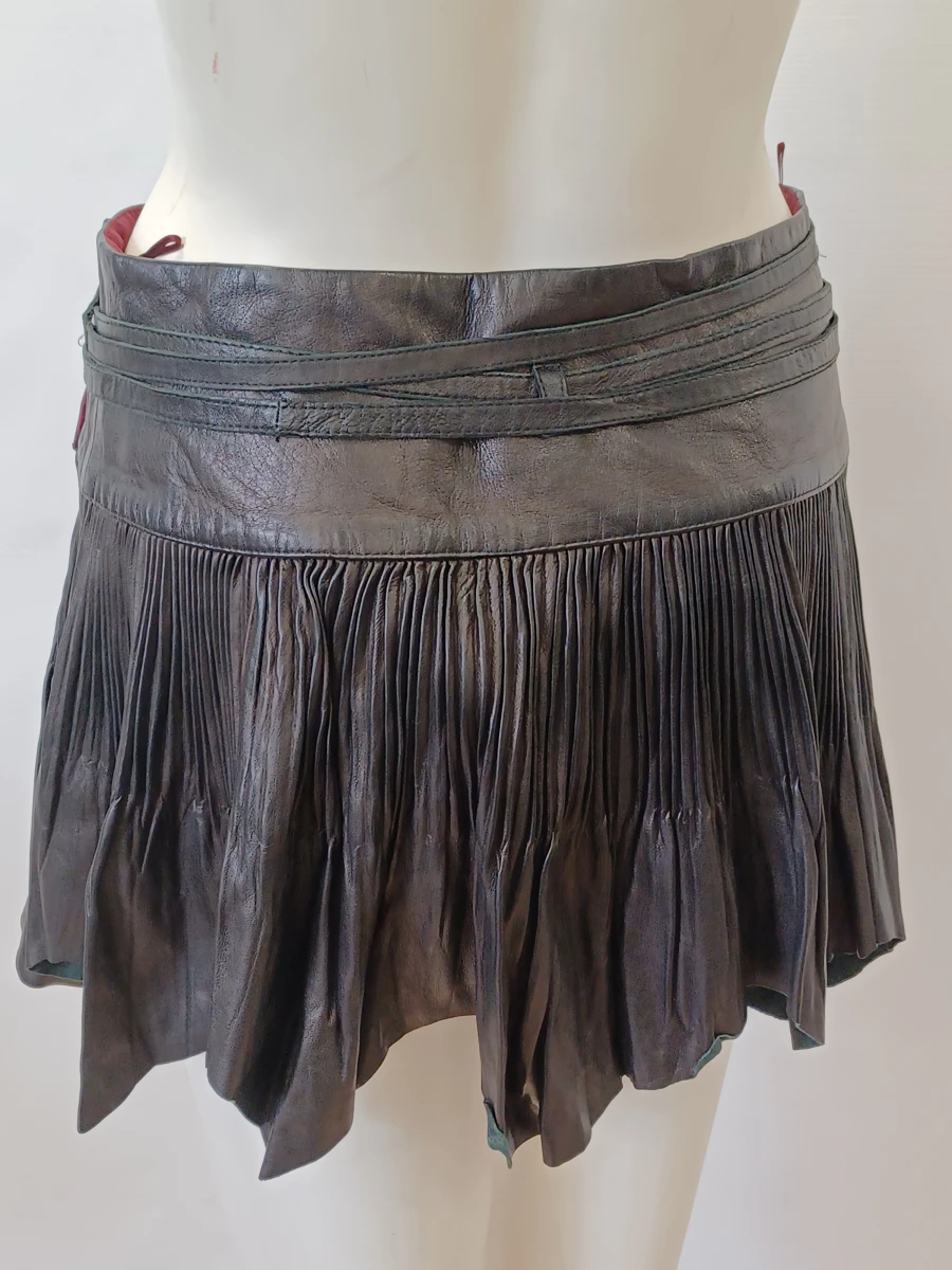 Jean Paul Gaultier FEMME Vintage leren mini plissérok - foto 3