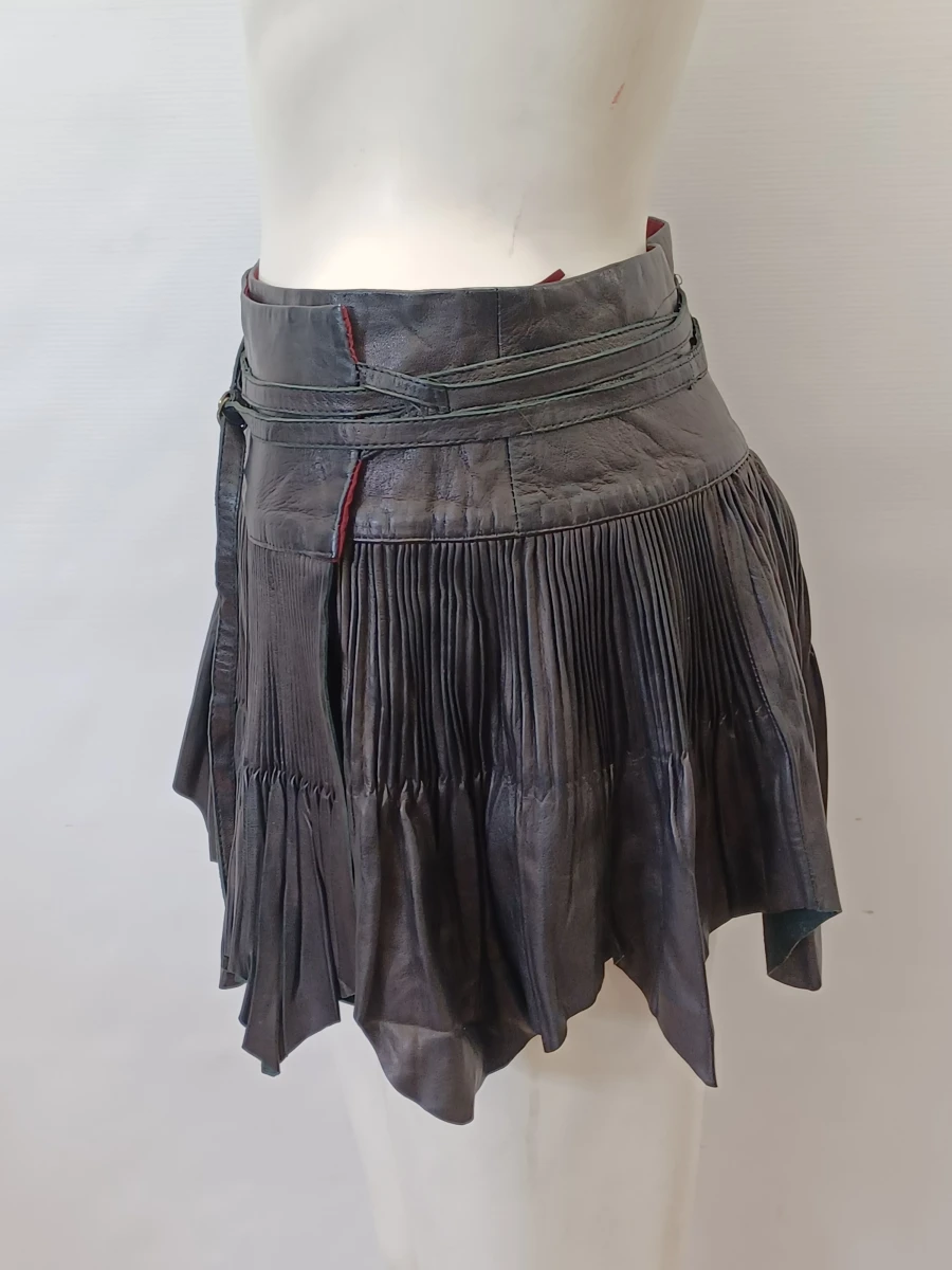 Jean Paul Gaultier FEMME Vintage leren mini plissérok - foto 2