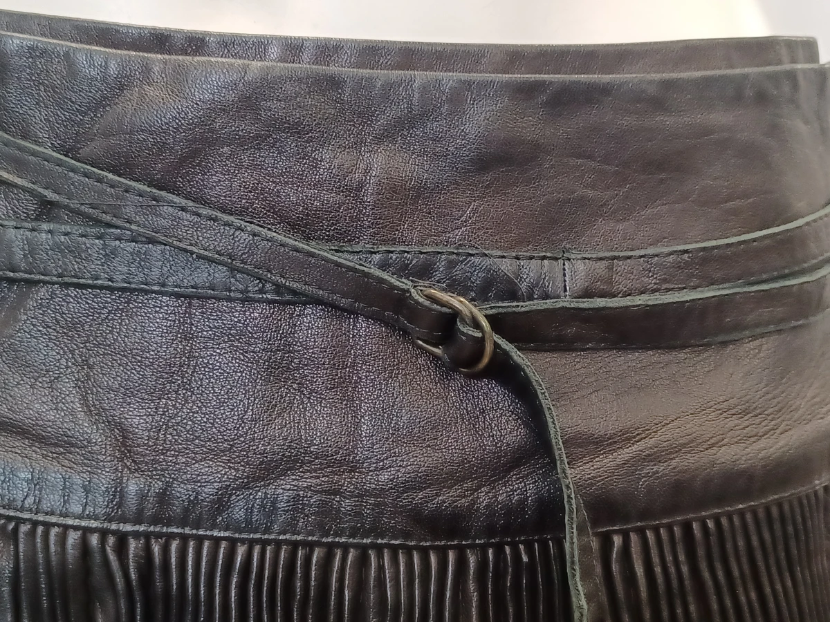 Jean Paul Gaultier FEMME Vintage leren mini plissérok - foto 4