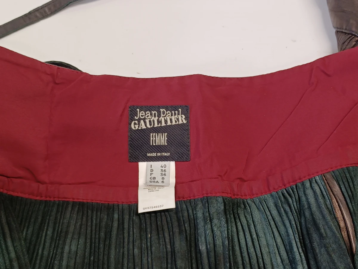 Jean Paul Gaultier FEMME Vintage leren mini plissérok - foto 8