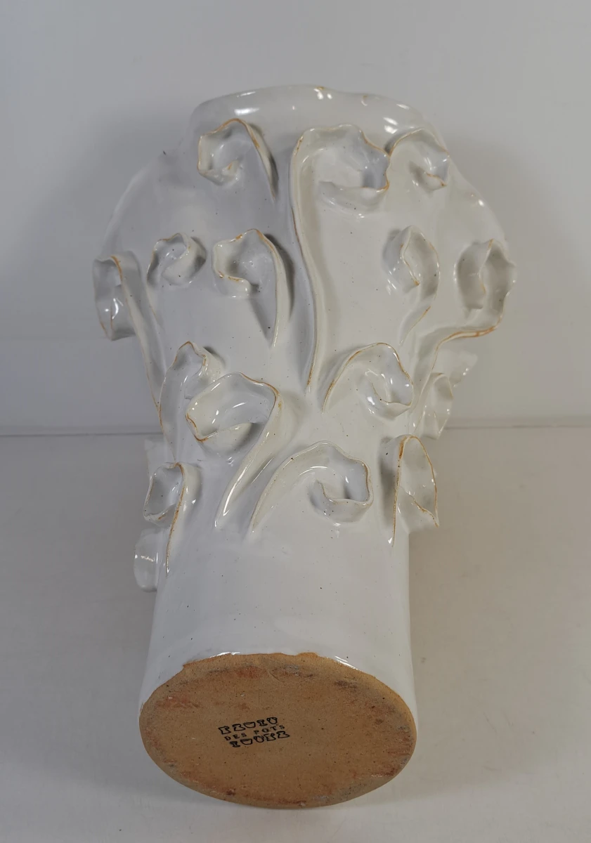 Grote witte keramische siervaas met organische decoratie – Des Pots - foto 5