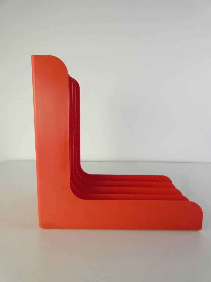 Set van 3 vintage platen- / LP-houders in rood kunststof - foto 11