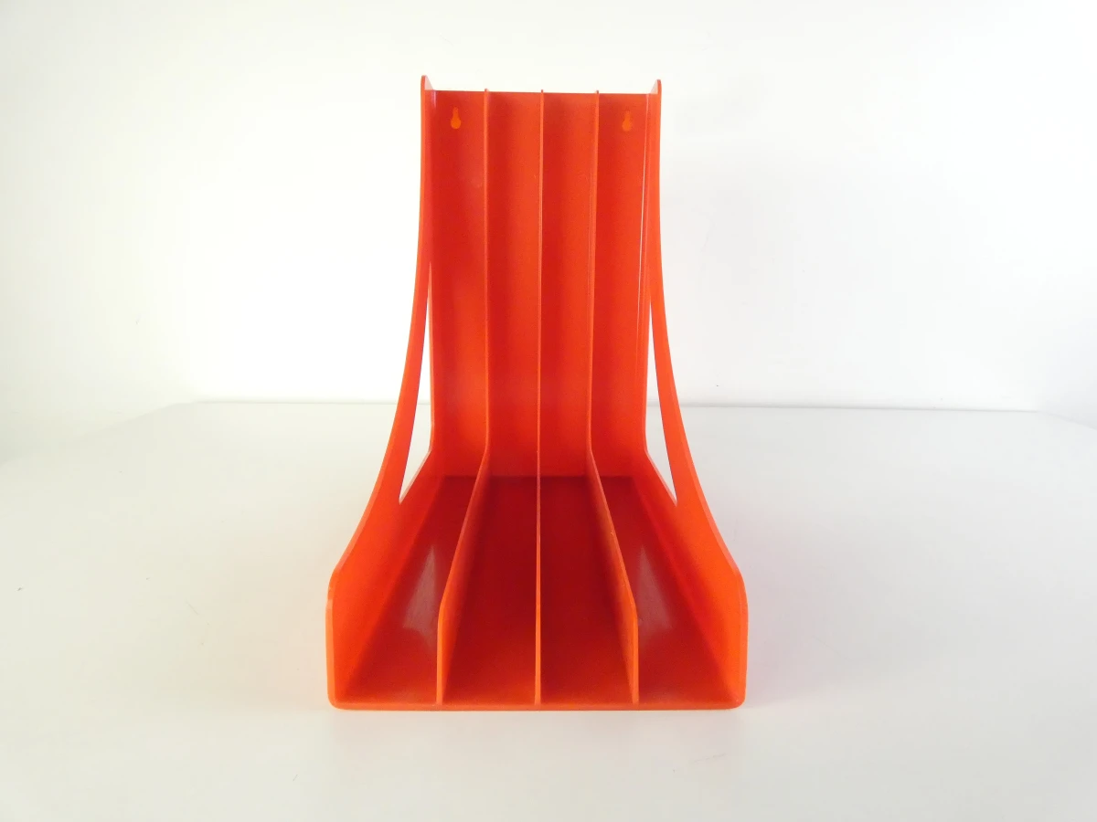 Set van 3 vintage platen- / LP-houders in rood kunststof - foto 2