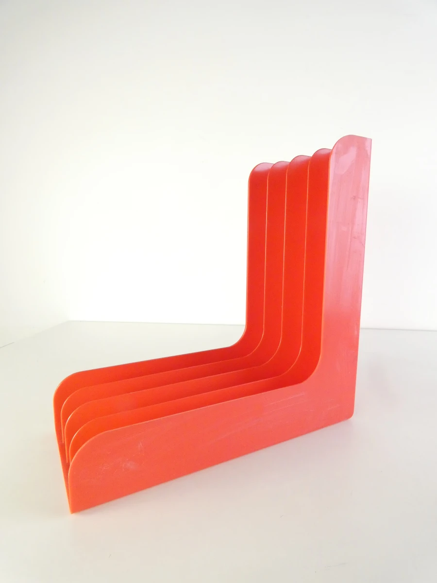 Set van 3 vintage platen- / LP-houders in rood kunststof - foto 15