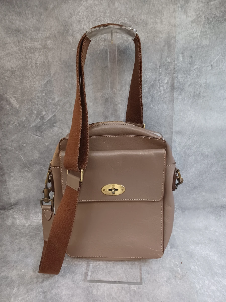 Mulberry schoudertas / crossbody in beige-taupe leder – kavel bij De Kringwinkel, Gent