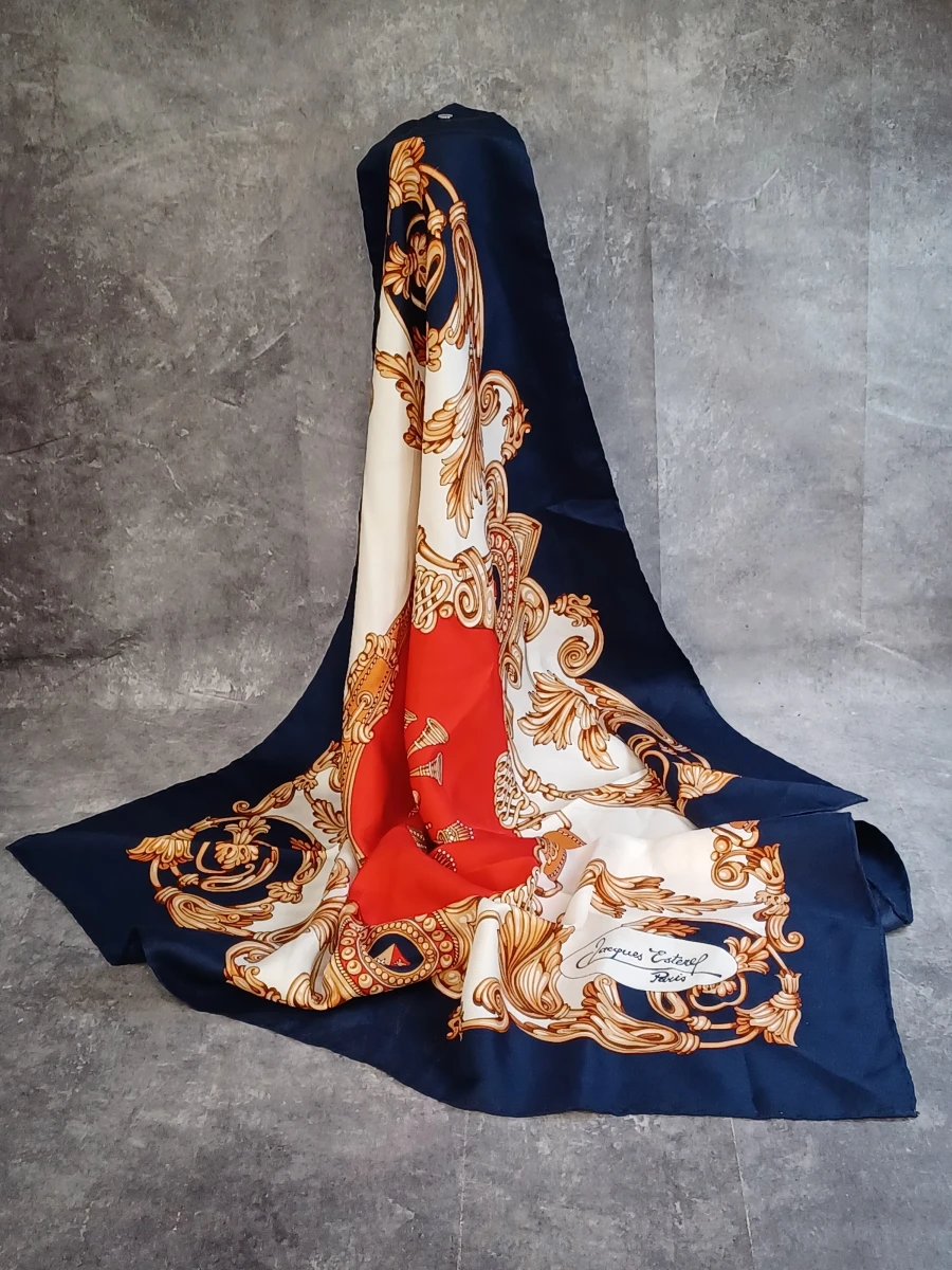 Vintage Jacques Estérel Paris zijden sjaal – kavel bij De Kringwinkel, Gent