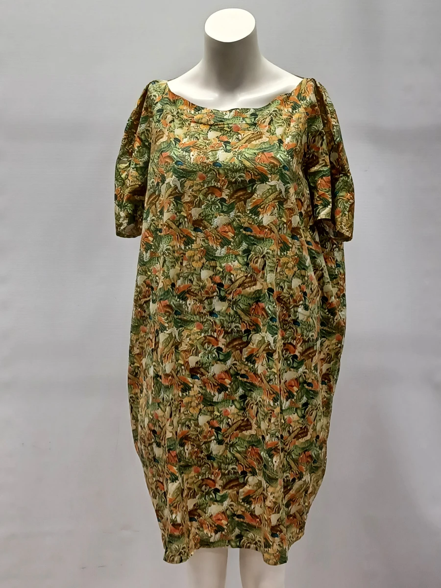 Elegante jurk met tropische en botanische print - Tim Van Steenbergen – kavel bij De Kringwinkel, Gent
