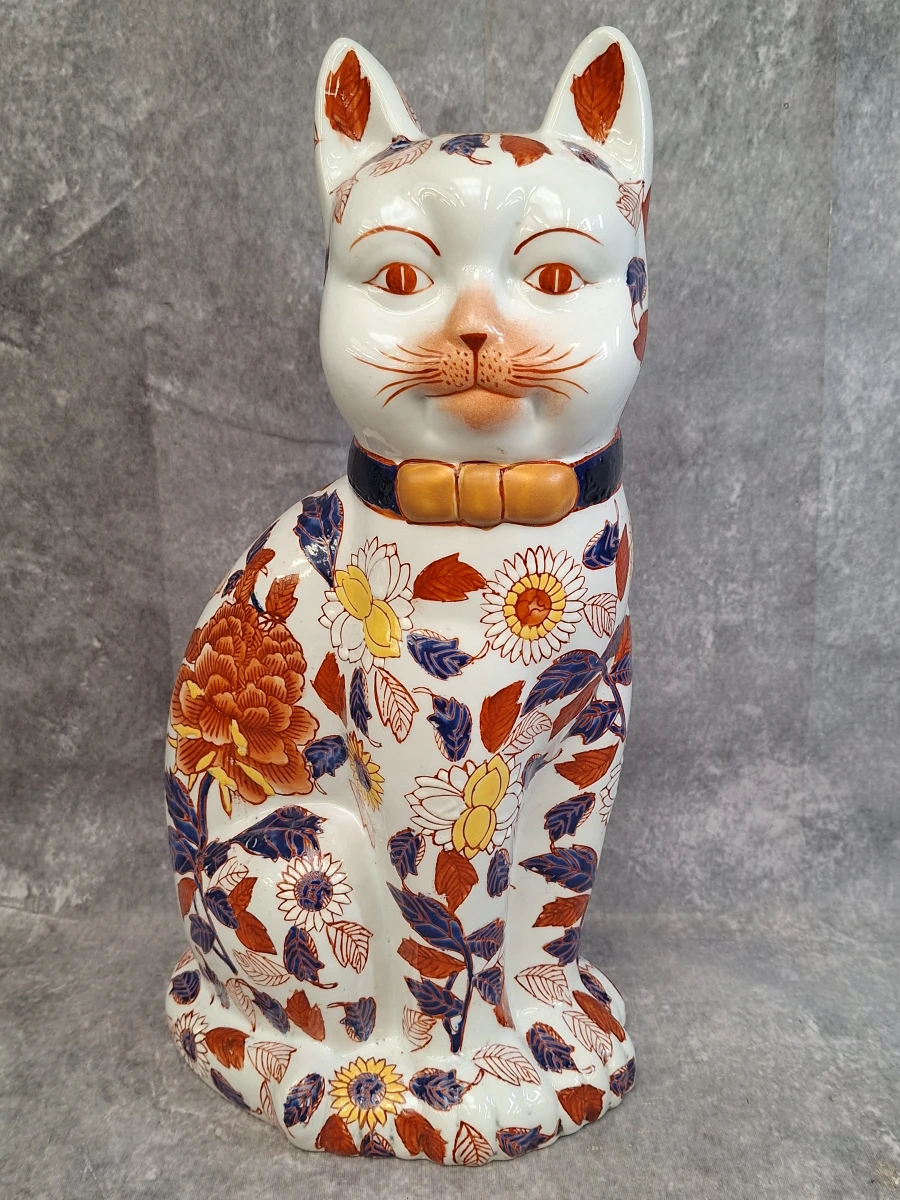 Set van twee Chinese porseleinen katten in Imari-stijl - jaren ’80 - foto 3