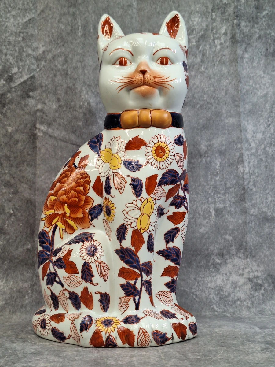 Set van twee Chinese porseleinen katten in Imari-stijl - jaren ’80 - foto 4